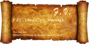 Földvári Vendel névjegykártya